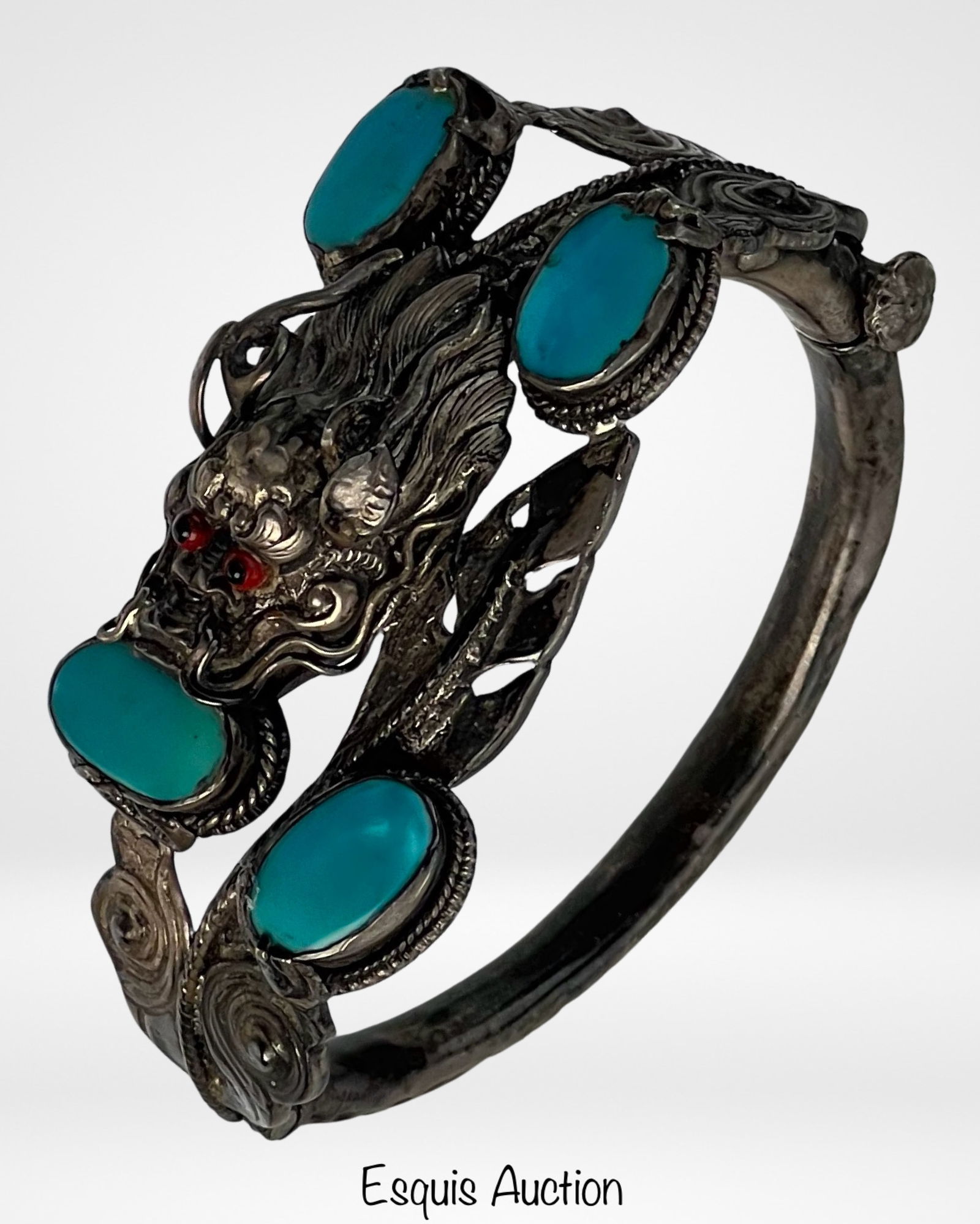 Antique Chinese Sterling Silver Dragon Bracelet (1 of 5)