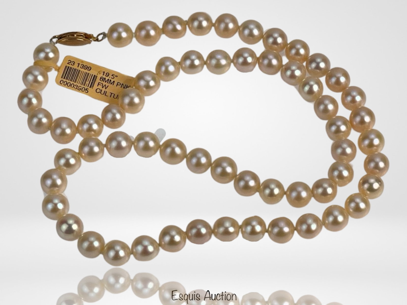 Genuine Pink Pearls Lady's Necklace: Genuine Pink Pearls Lady's Necklace with 8mm Pearls. 20" long. New with Tag.