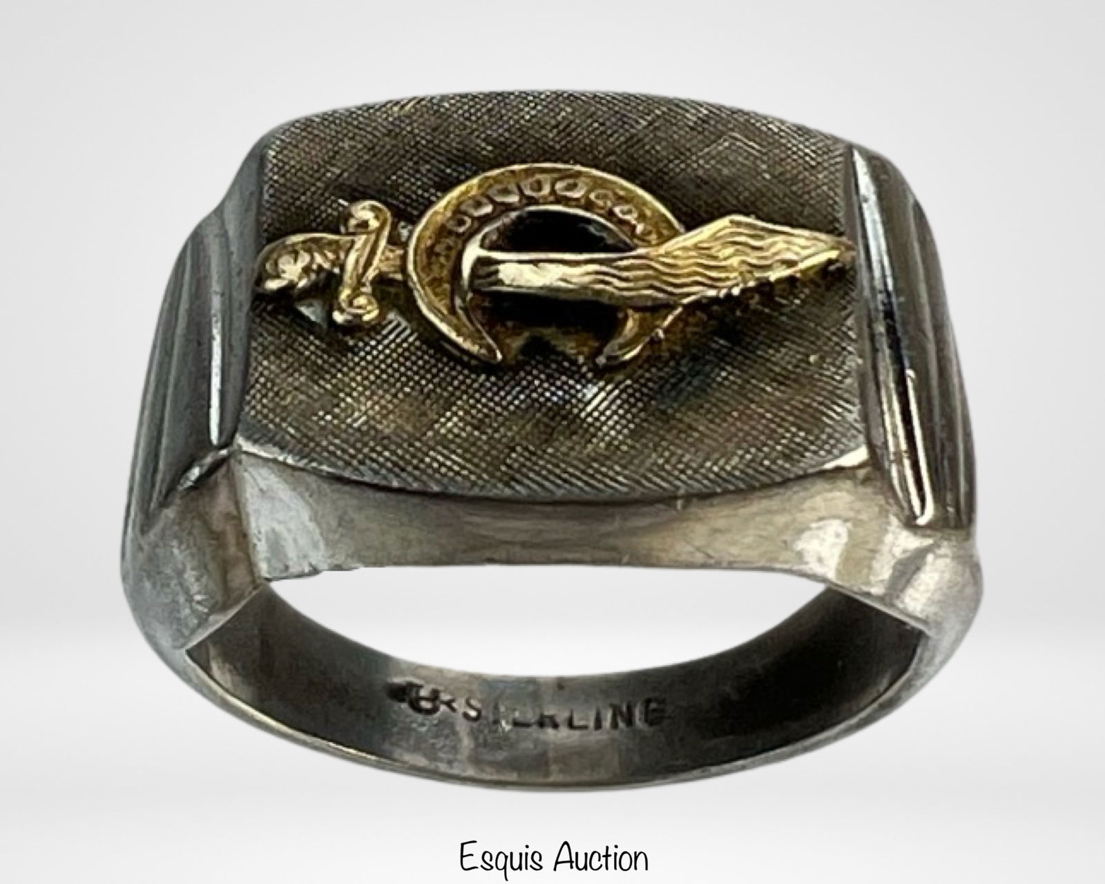 Men's Shriners Ring w/ 14k Gold Sword & Crescent M (1 of 6)