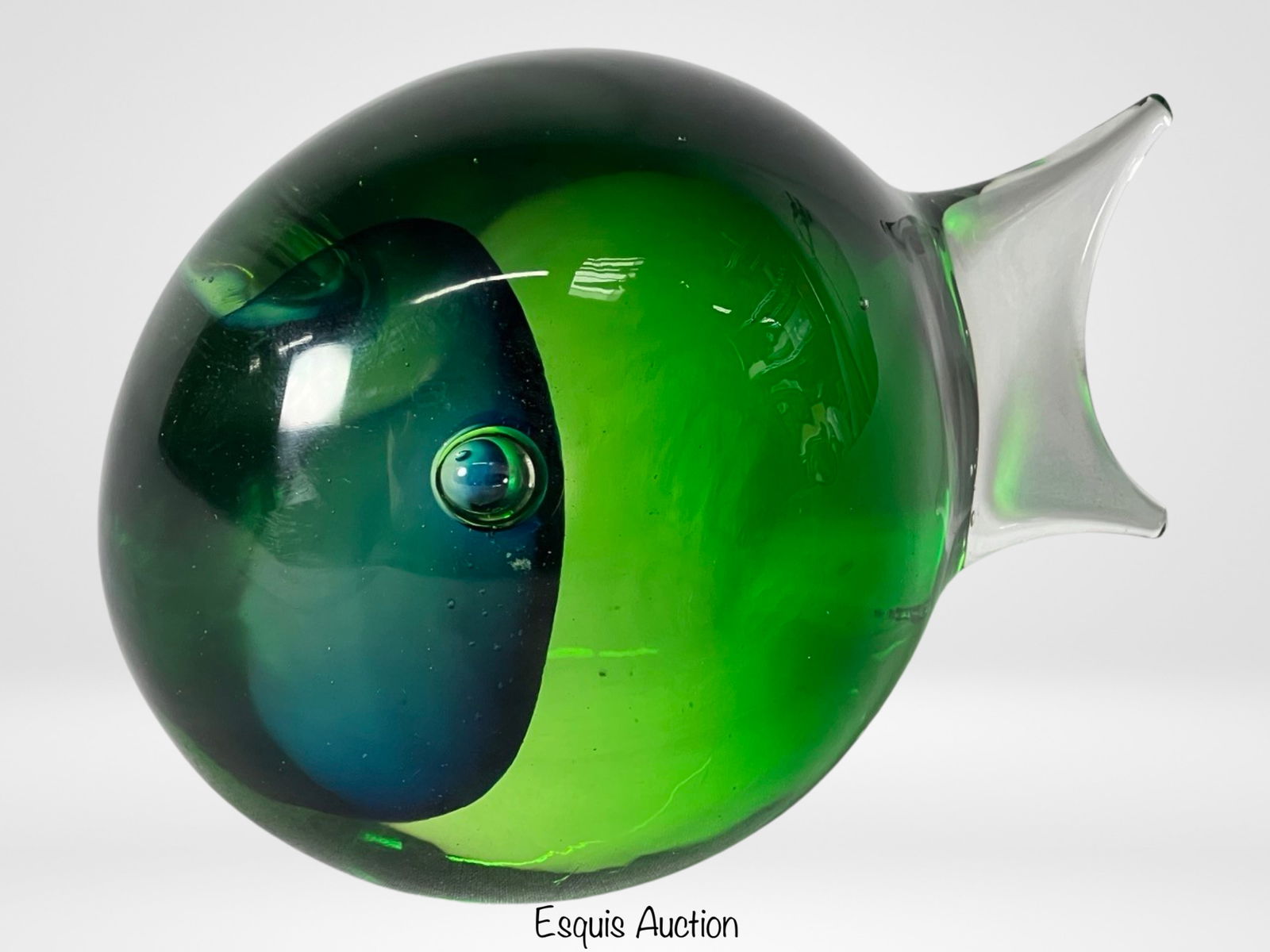 Fabio Tosi Murano Venetian Art Glass Green Fish Sculpture (1 of 4)