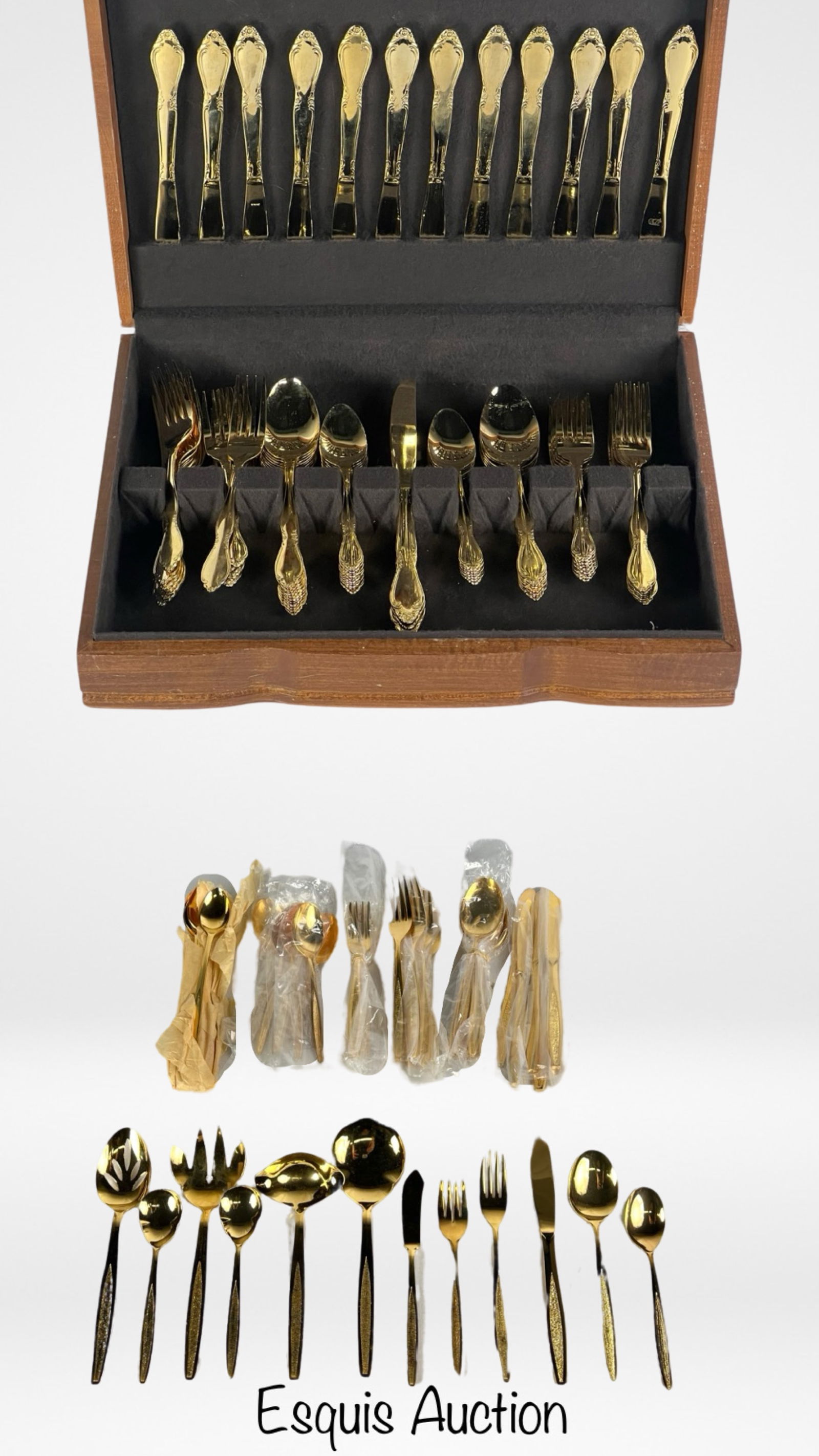 Two Sets of Gold Tone Silverware/ Flatware (1 of 8)