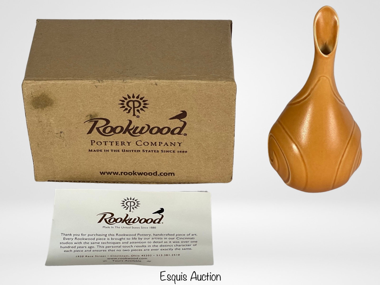 Rookwood Pottery Yellow Swirl Bud Vase: Add a touch of elegance to your home decor with the Rookwood Pottery Swirl Bud Vase in Yellow. Standing at 5 1/2" tall, this exquisite vase boasts a timeless design that is both classic and contempora