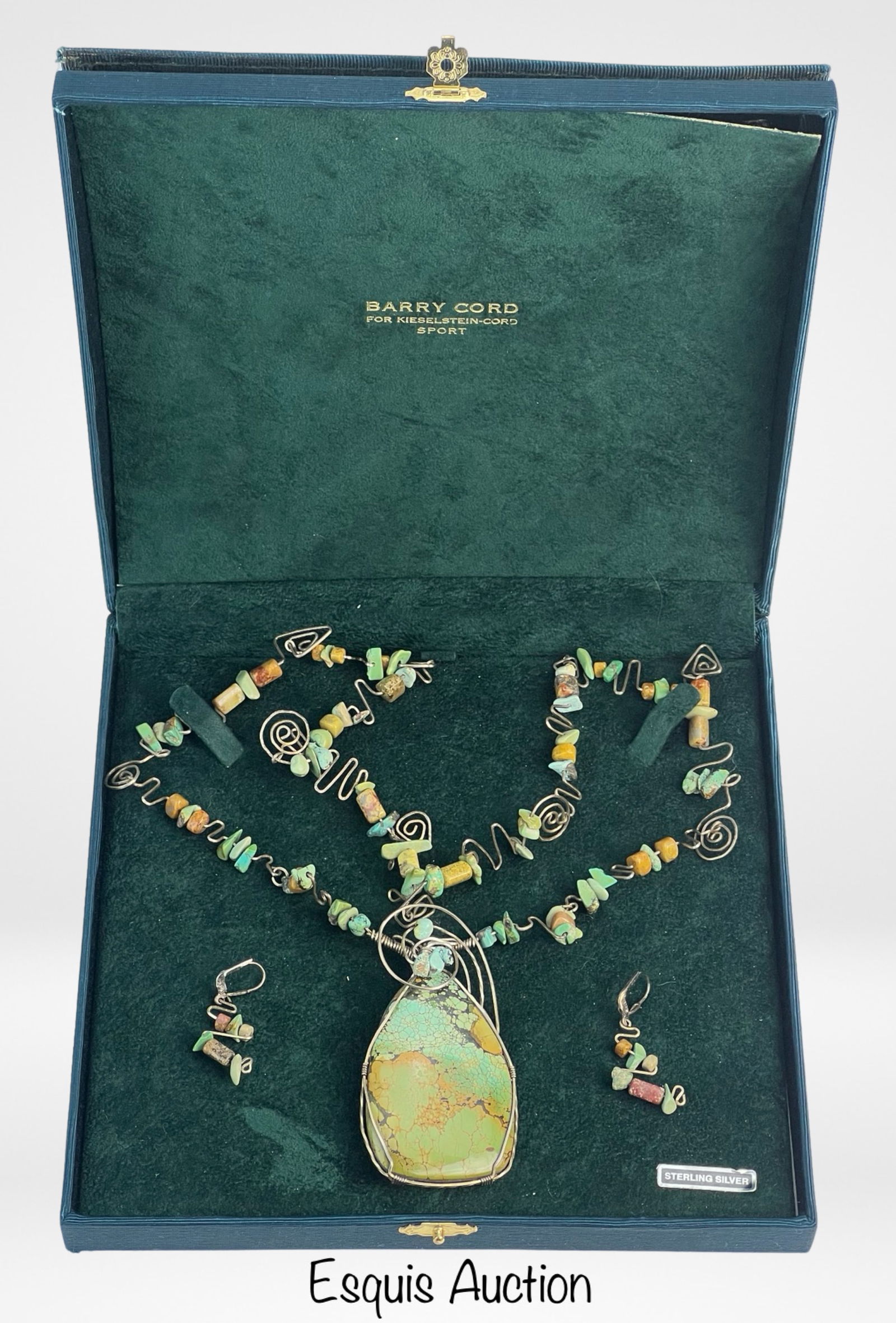 Green & Blue Turquoise Sterling Silver Necklace Se (1 of 3)