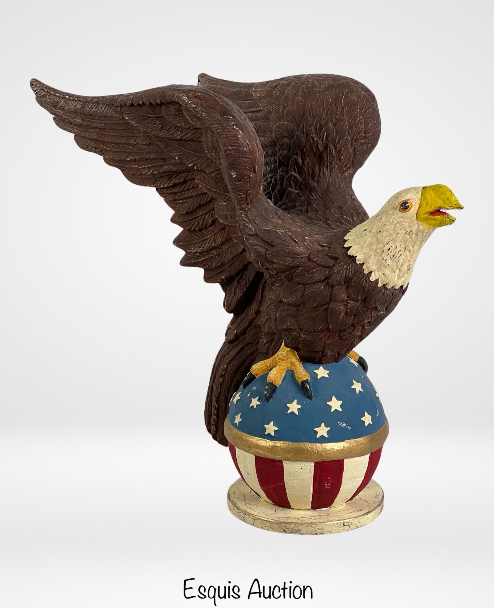 American Eagle Polychrome Wooden Carved Sculpture (1 of 4)