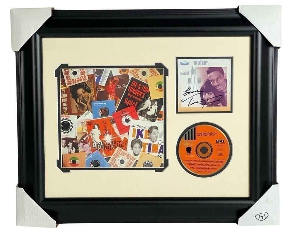 Tina Turner Autographed & Framed CD Cover: Capture the electrifying essence of Tina Turner's legendary career with this autographed "The Best of Ike and Tina Turner" CD cover. Expertly framed to a sleek 20" x 24", this professionally presented