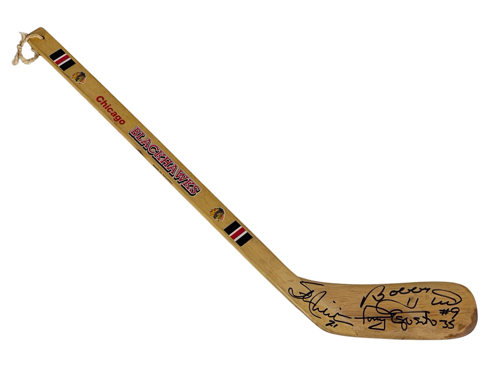 Blackhawks Hockey Stick Signed by 3 Legends (1 of 2)