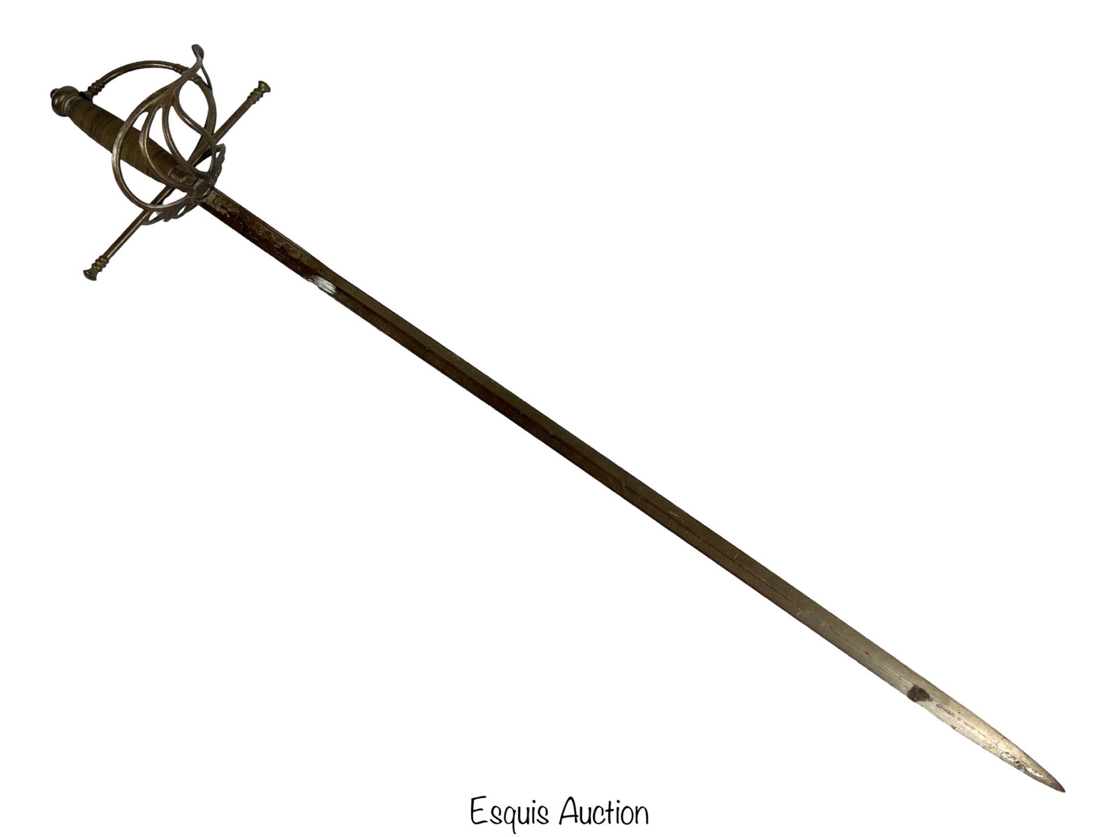Vintage Replica of Swept Hilt Rapier: Vintage Replica of Swept Hilt Rapier. Unmarked. 37" long.