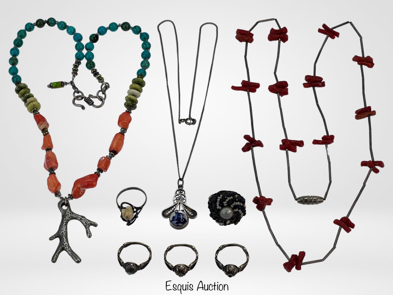 Sterling Silver Jewelry Zuni Fetish Necklace, Ring (1 of 4)