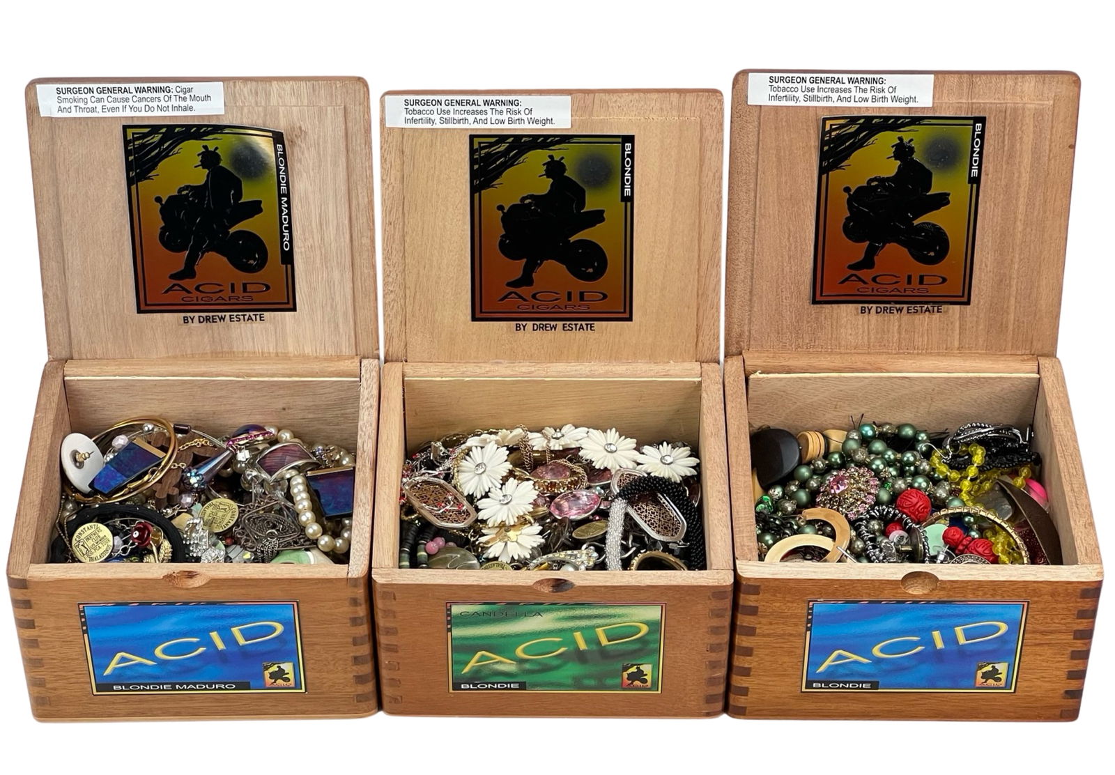 3 Cigar Boxes full of Unsearhed Costume Jewelry (1 of 4)