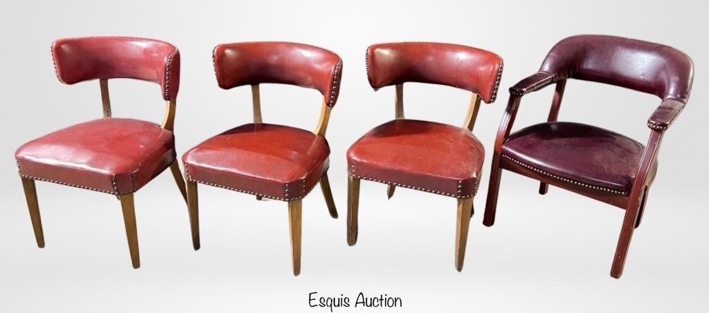 Vintage Red Leather Barrel Back Side Chairs (1 of 5)