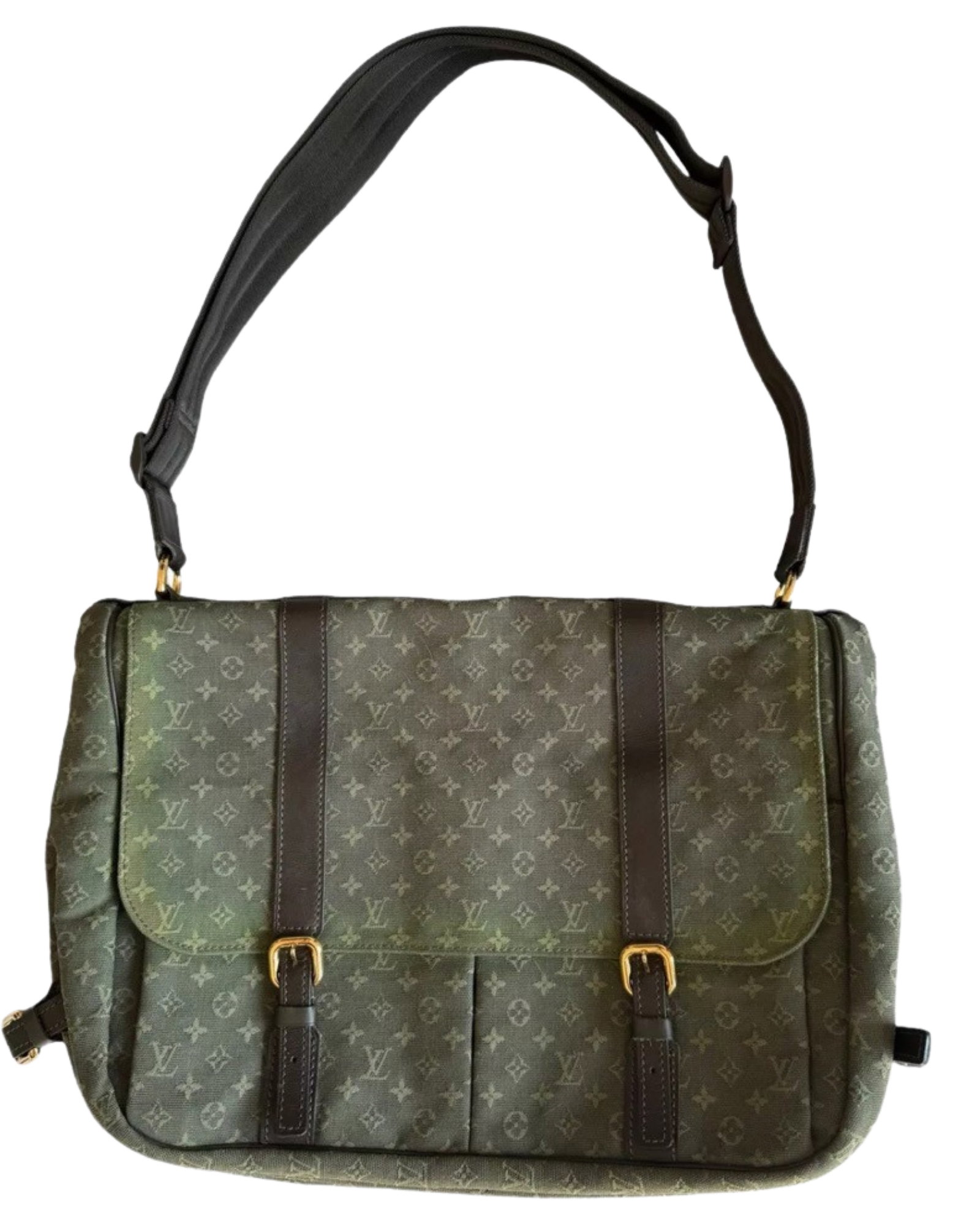 Louis Vuitton Sac Maman Messenger Diaper Bag: Louis Vuitton Sac Maman Messenger Diaper Bag Crossbody Green canvas.Good Condition,Size 15x11 Inches.