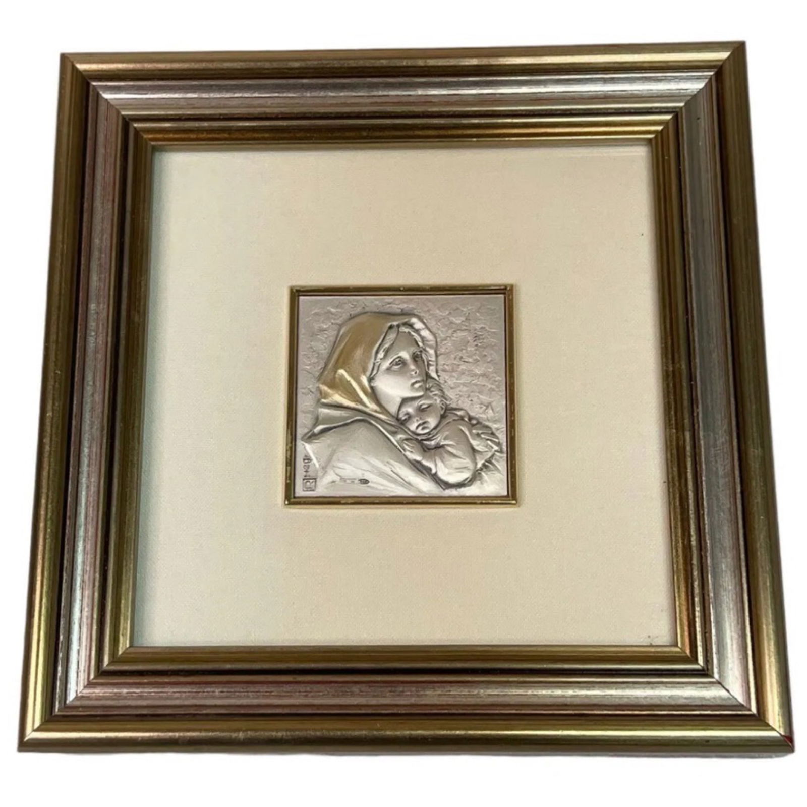 Sterling Silver Tile Mother and Child Marchio (1 of 5)