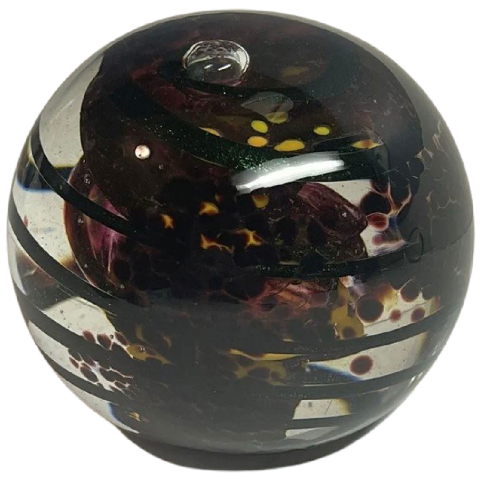 VIINTAGE MARBLE PAPERWEIGHT GLASS SIGNED (1 of 3)