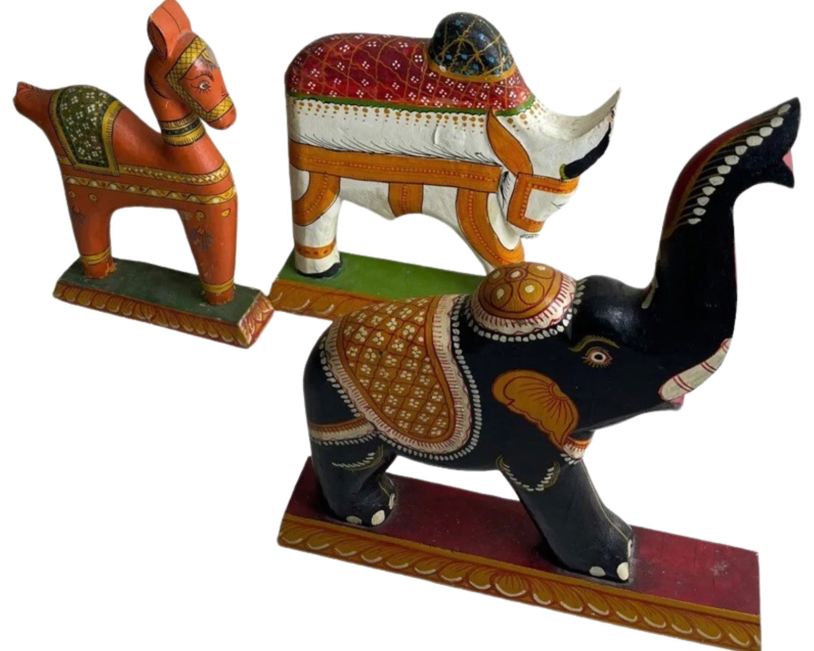 Lot Of Wood Carved Hand Painted India Folk Art (1 of 5)