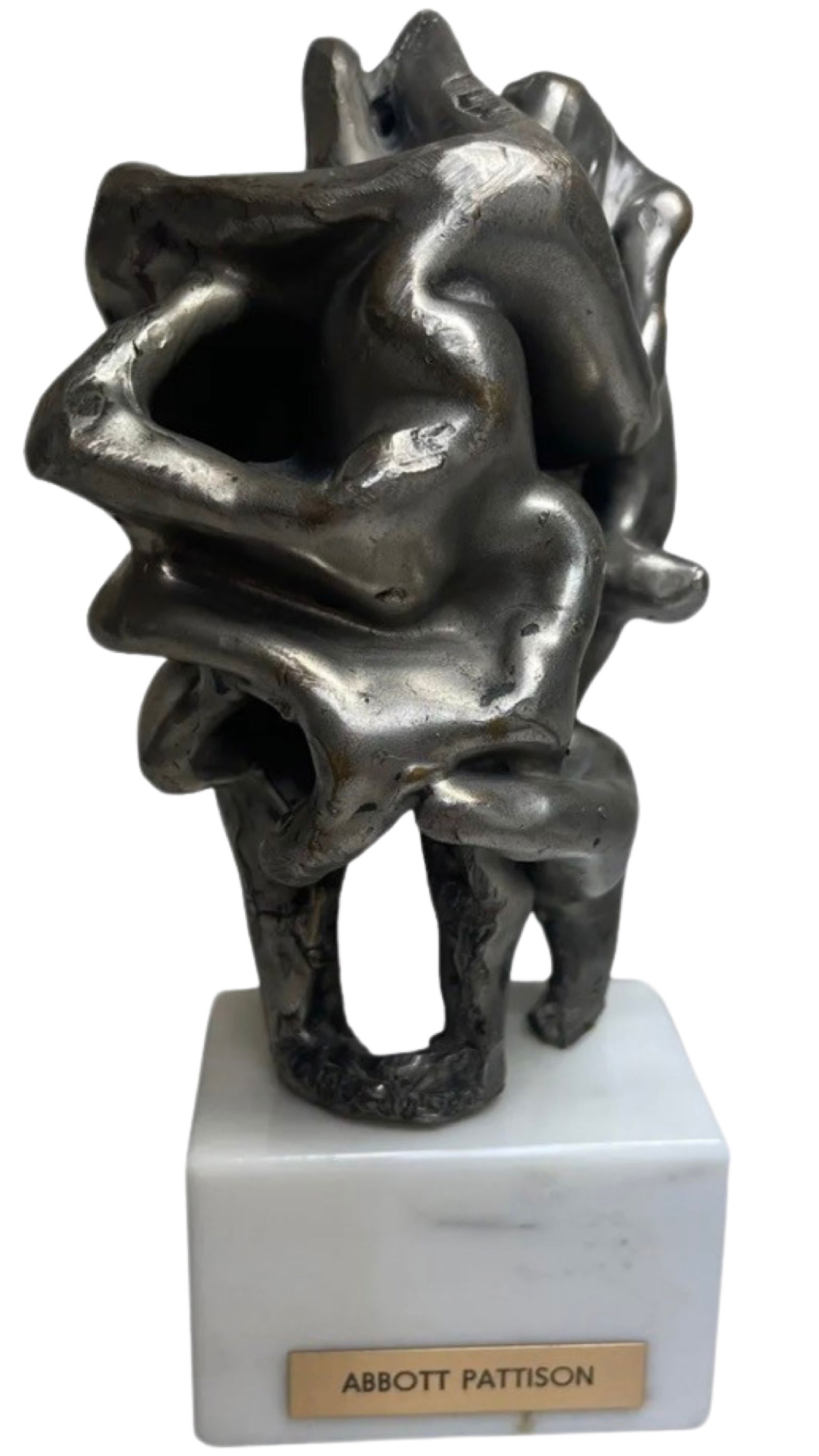 Signed Artist Abbott Pattison Abstract Sculpture: Vintage Mid Century Brutalist Chicago Artist Abbott Pattison Chicago Artist Abstract Sculpture Signed.Size 8x3.5 Inches.Good Condition