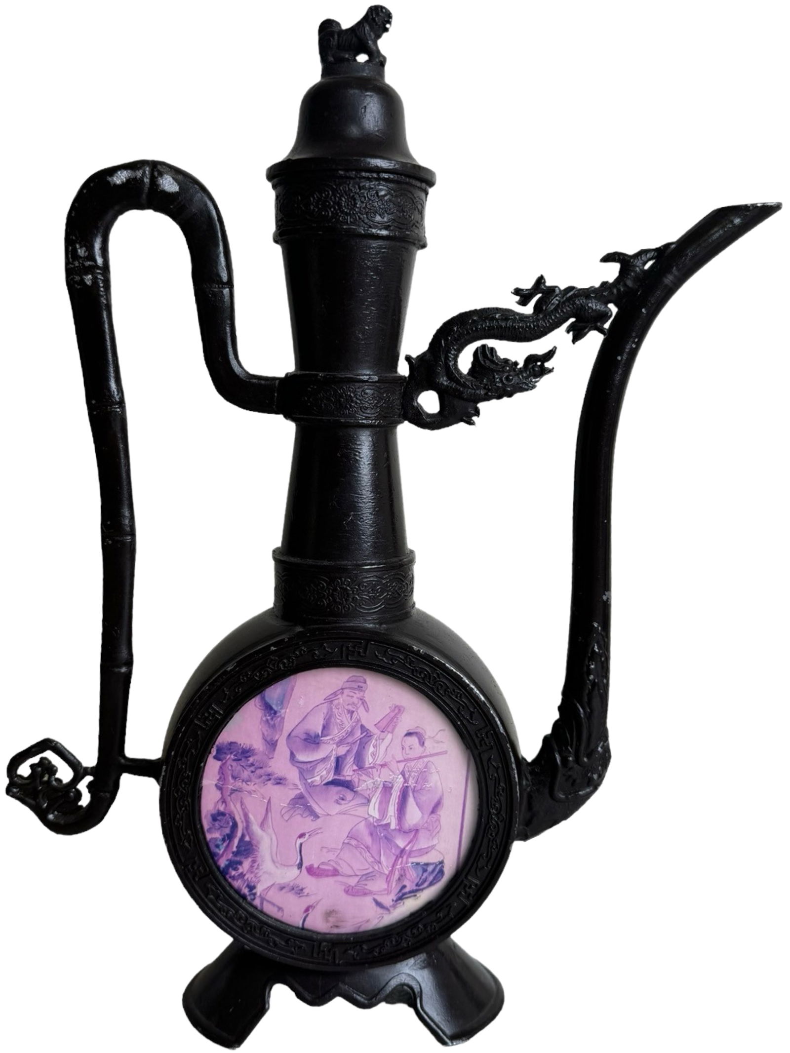 Chinese Japonez Cast Iron Tea Pot Dragon Pho Dog (1 of 4)