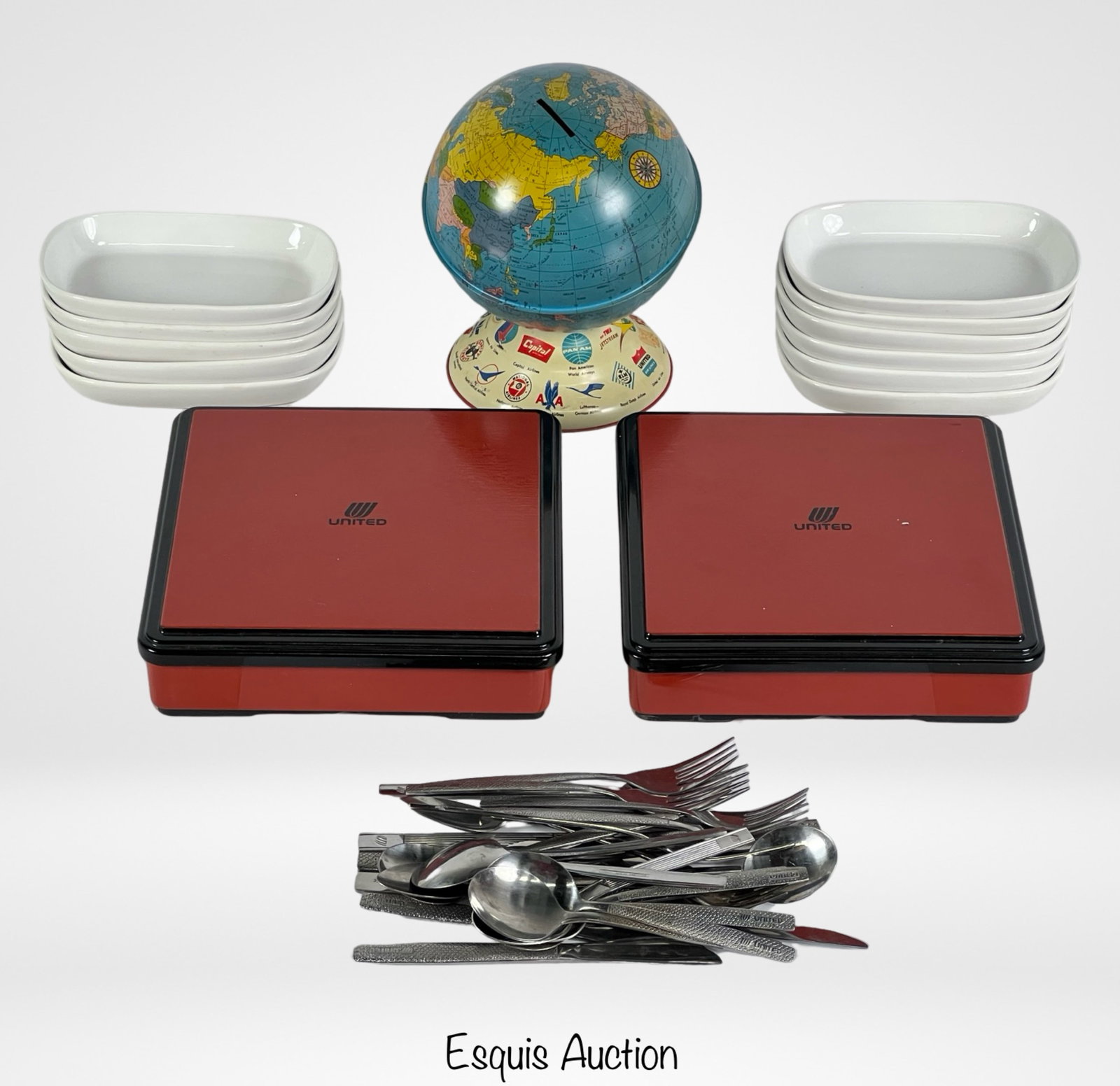 United Airlines Memorabilia- Silverware, Boxes, Tr (1 of 6)