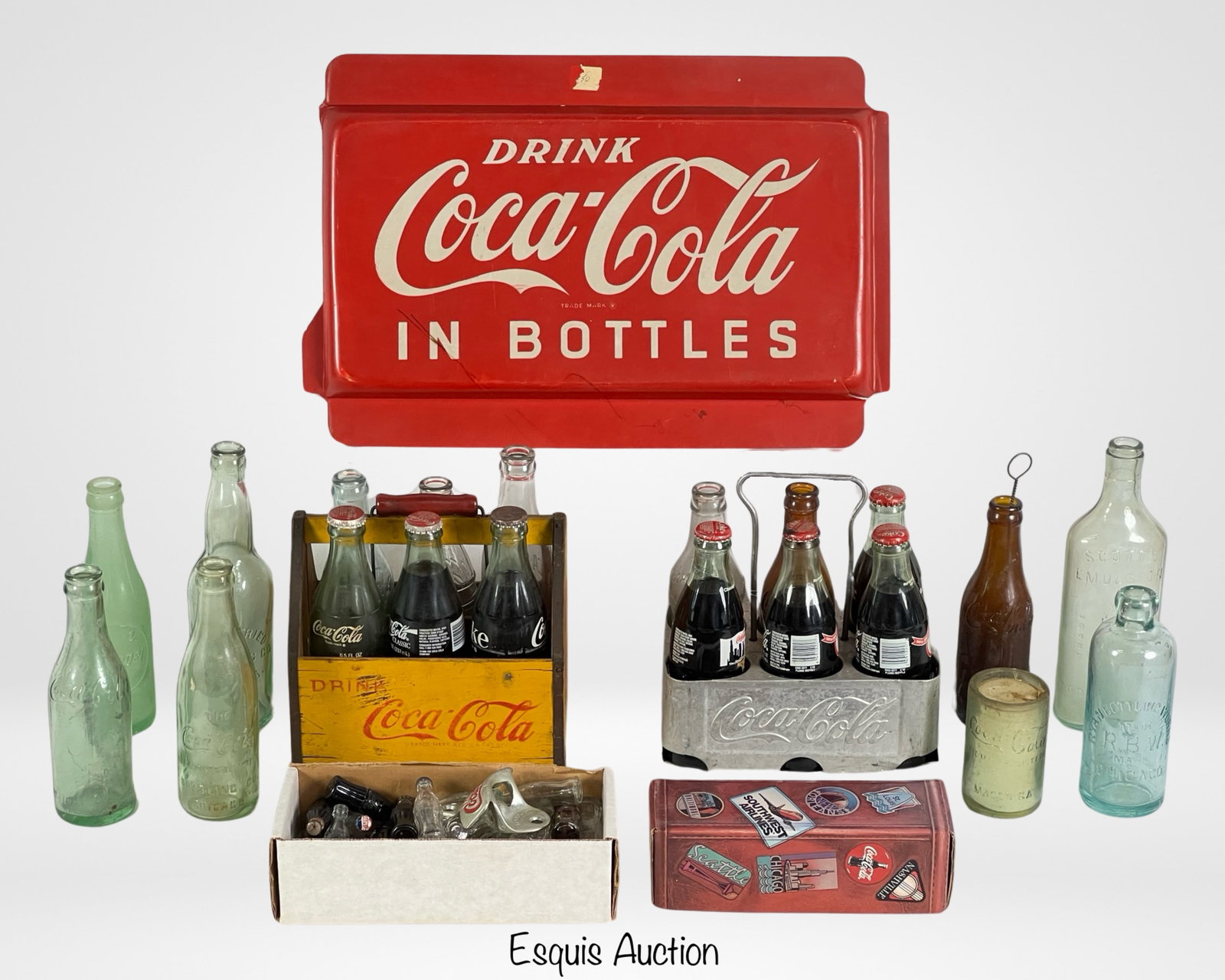 Vintage Coca-Cola Bottles w/ Carriers & Sign (1 of 5)