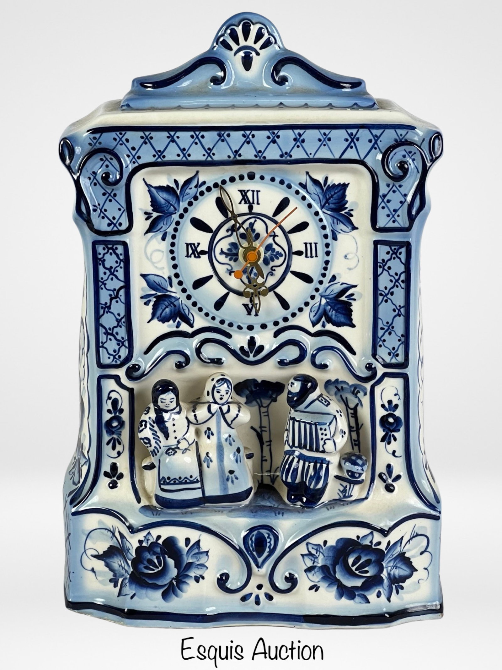 Gzhel- Russian Hand Painted Porcelain Clock (1 of 4)
