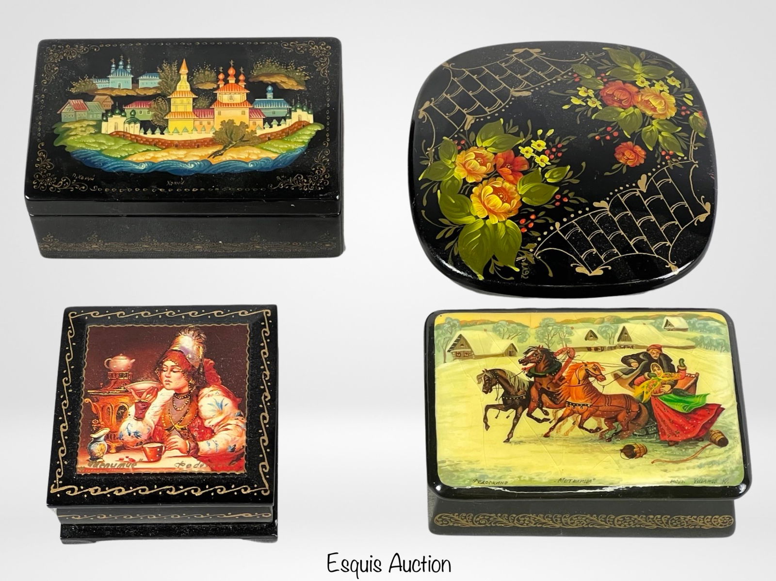 Vintage Russian Hand Painted Lacquer Boxes (1 of 6)
