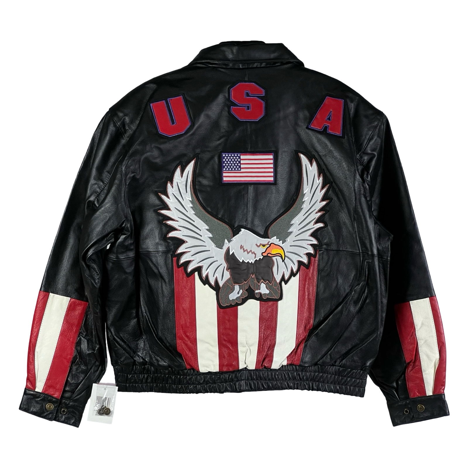 Biker's Black Leather American Eagle Jacket New (1 of 5)