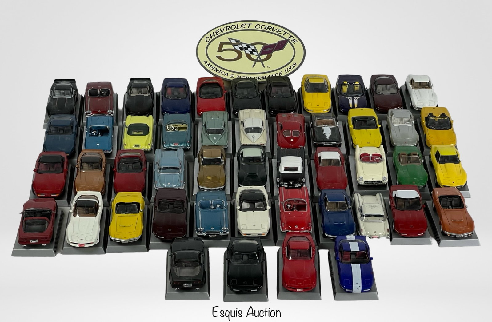 Danbury Mint 50 Years of the Corvette Diecast Cars: Danbury Mint 50 Years of the Corvette 1:43 Diecast Car Set. 48 Cars.