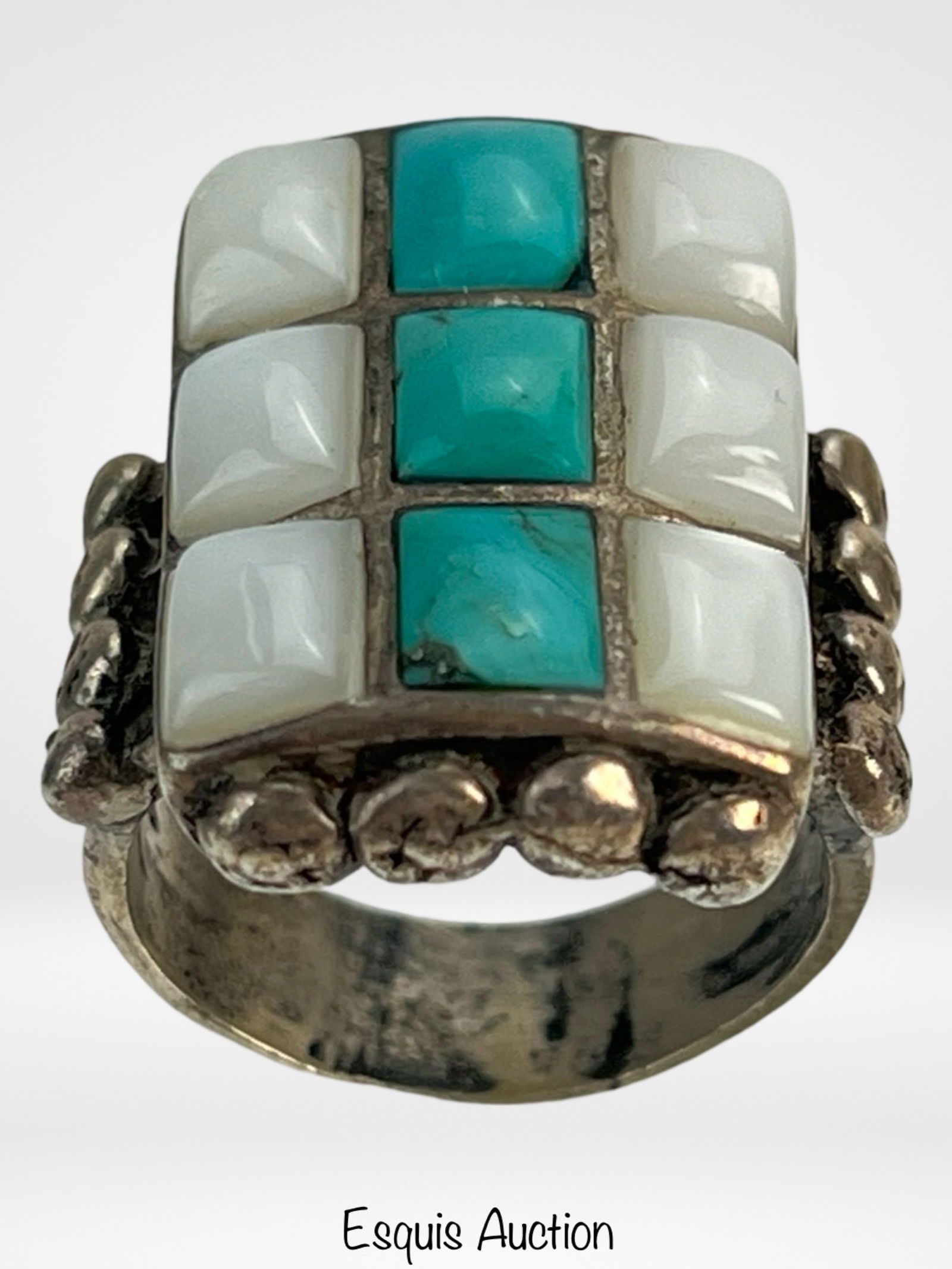 Navajo Sterling Silver Turquoise & MoP Ring (1 of 5)