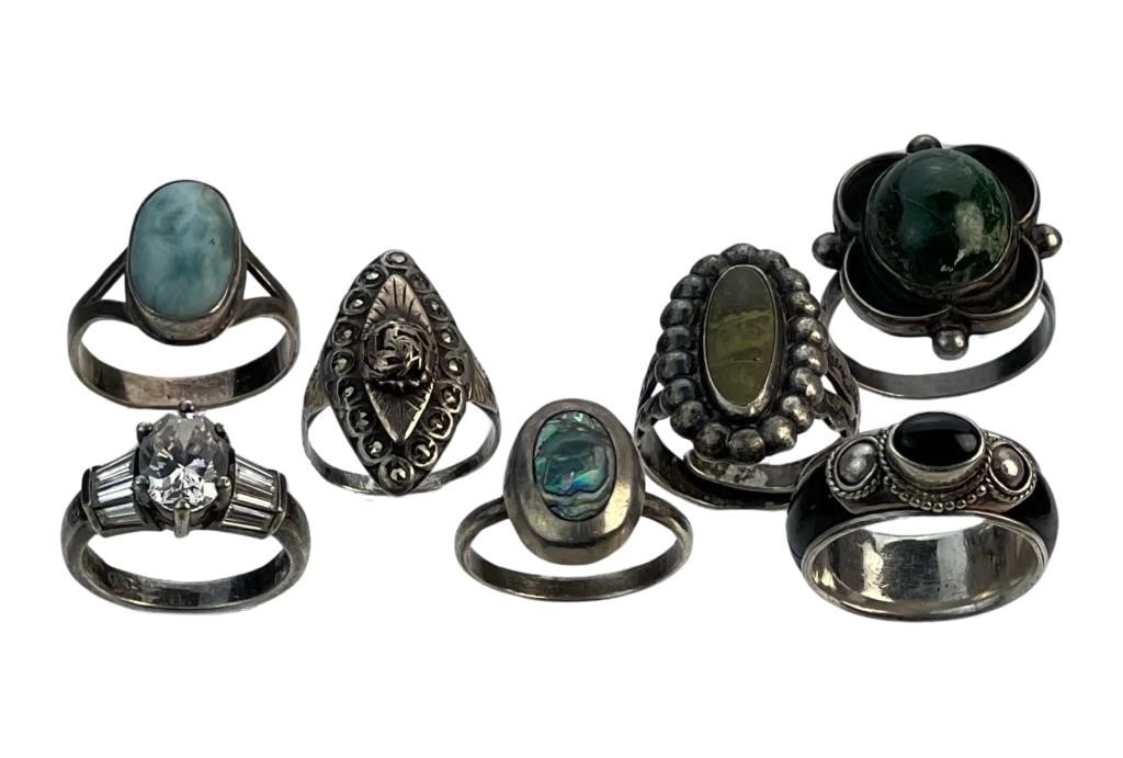 Group of Sterling Silver Lady's Rings- Native Amer (1 of 5)