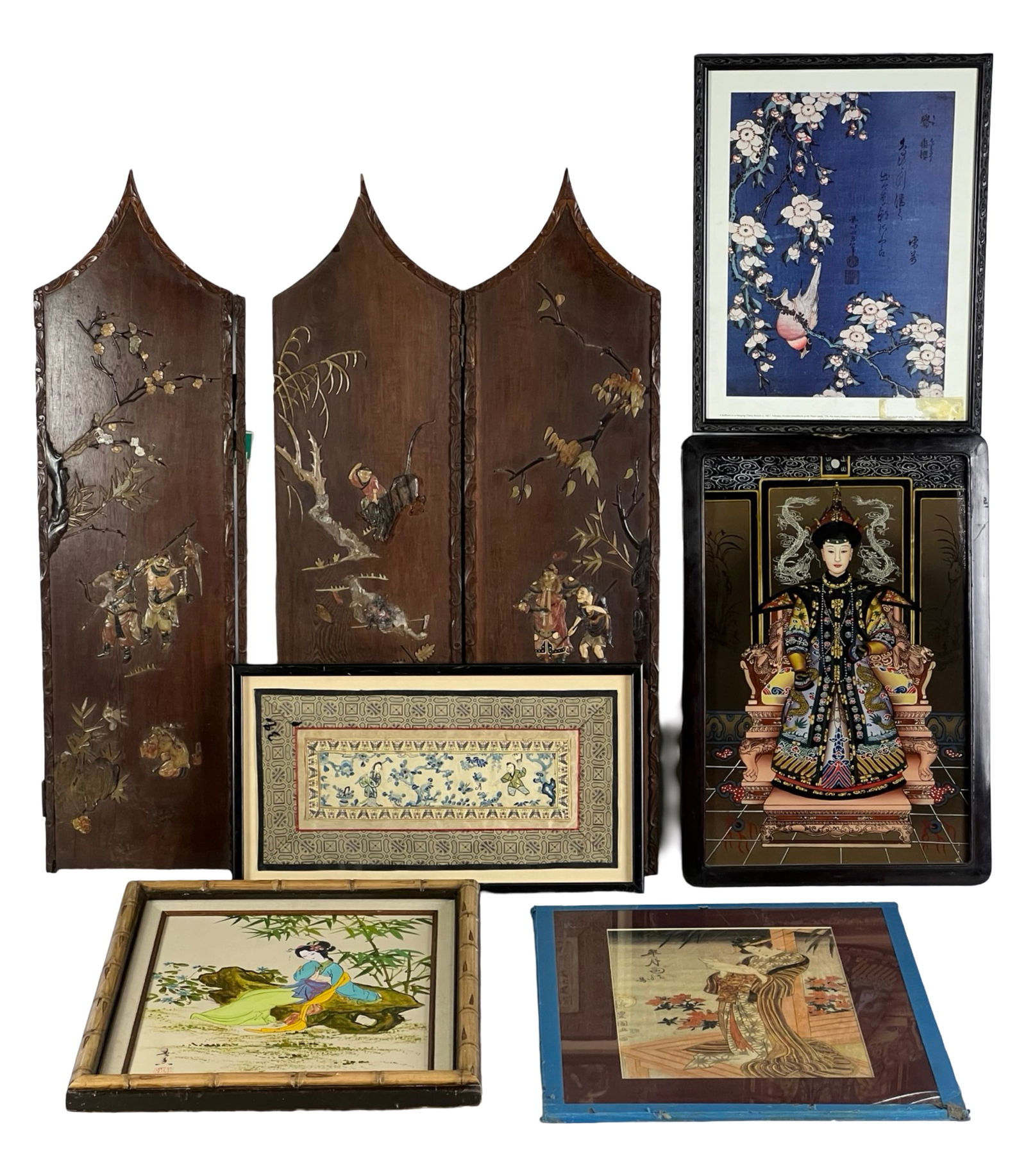 Group of Asian/ Chinese Framed Art & Wood Panels (1 of 7)
