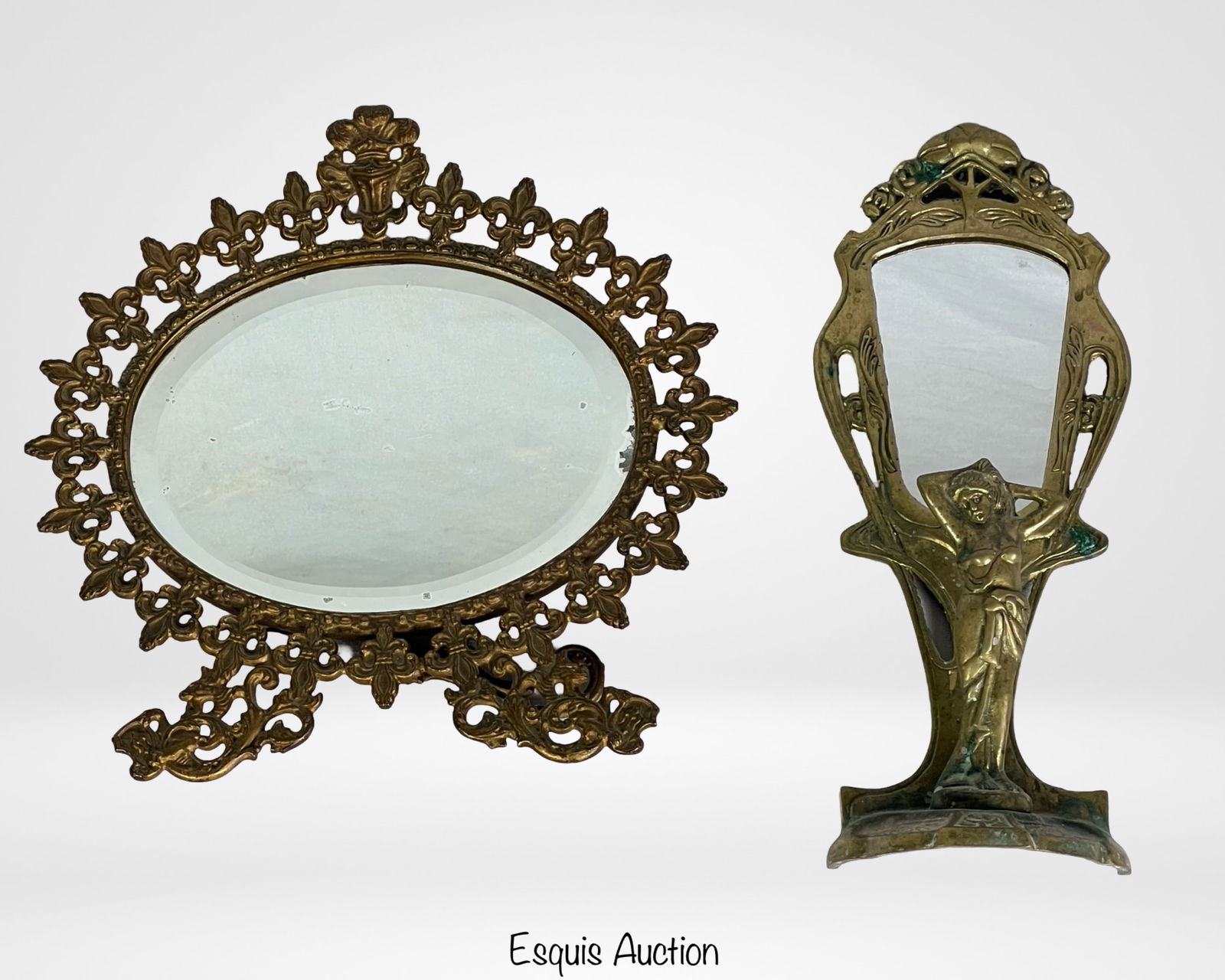 Art Nouveau & Baroque Brass Table Vanity Mirrors (1 of 5)