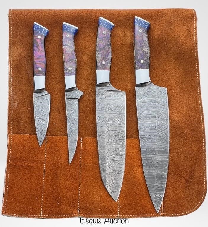 Damascus Steel 4 piece Chef Kives by Hunan Mugal (1 of 4)