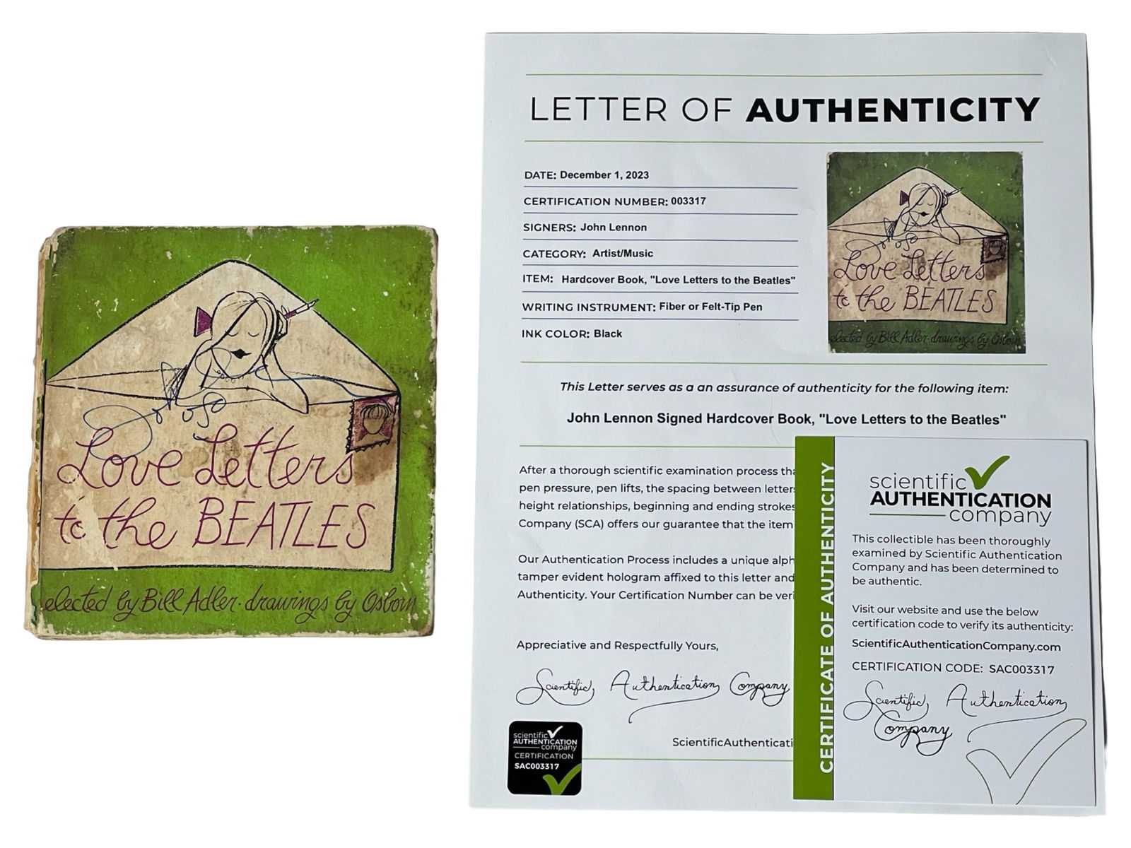 John Lennon Signed Book "Love Letters to Beatles" (1 of 7)