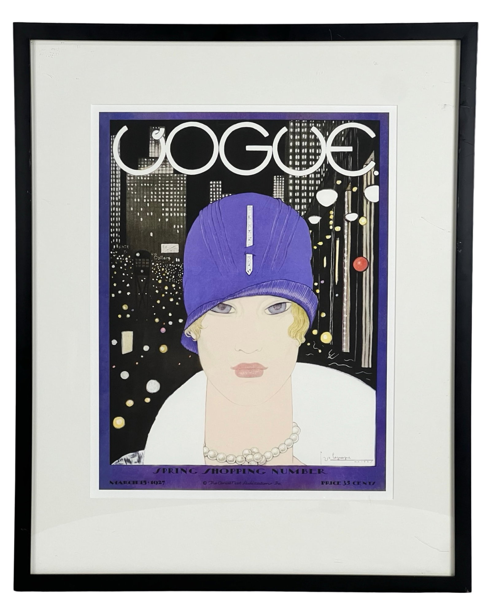 George LePape- 1927 Vogue Magazine Cover Art: George LePape- 1927 Vogue Magazine Cover Art Print. Professionally Framed- 31 1/2" x 25". Good Condition.