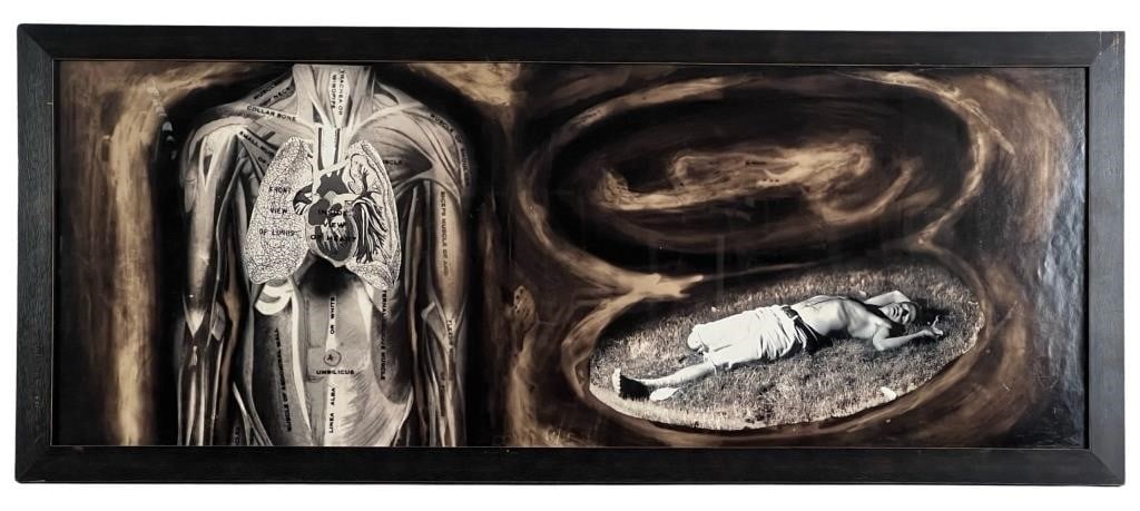 Surrealist Modern Photomontage Art: Surrealist Modern Photomontage Art. Unknown Artist. 44" x 18" framed. Good Condition.