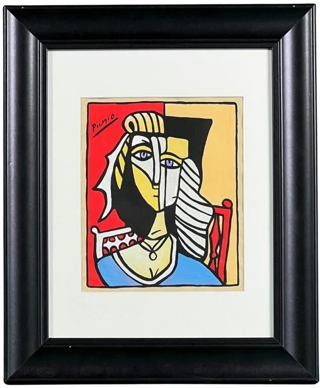 Pablo Picasso (in style) Cubist Portrait Painting (1 of 3)