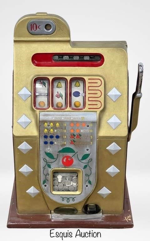 Mills Gold Chrome Bell Diamond Front 10c Slot Mach (1 of 3)