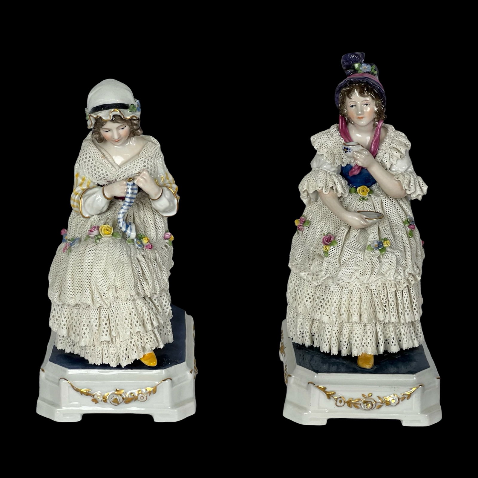 Volkstedt Karl Ens Lace Porcelain Ladies Figurines (1 of 6)