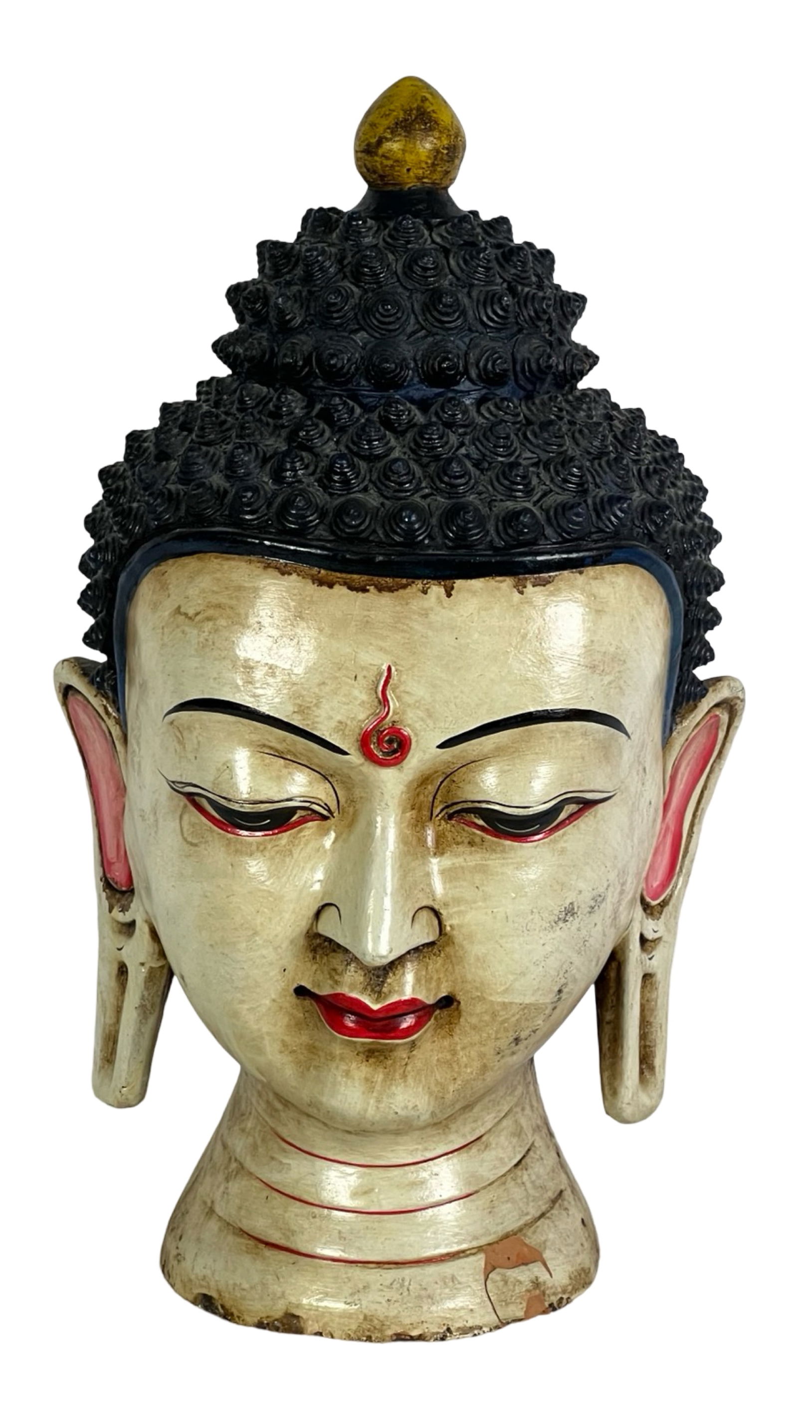 Vintage Polychrome Clay Buddha Head (1 of 6)