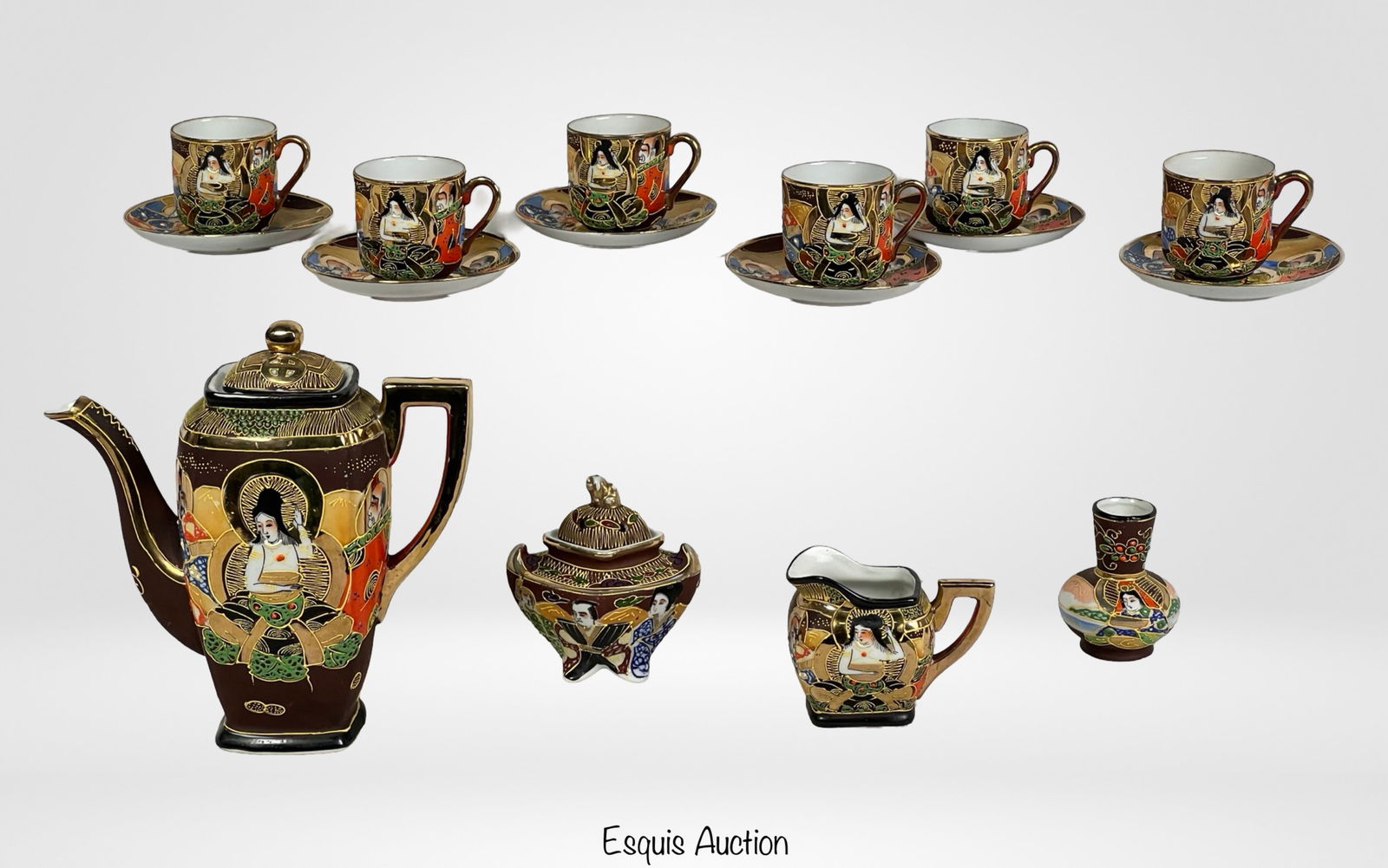 Vintage Satsuma Moriage Hand Painted Tea Set (1 of 7)
