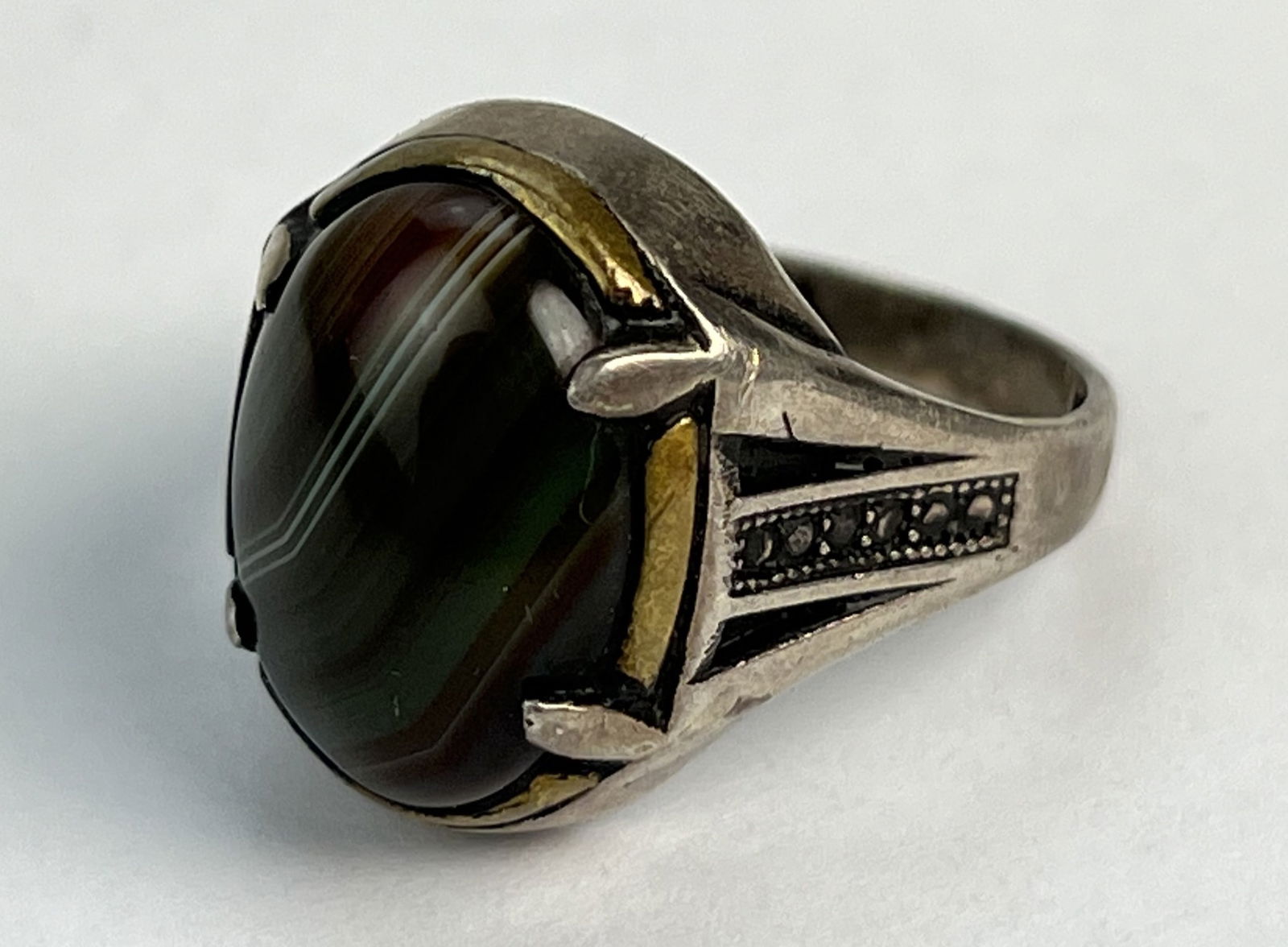 Vintage Men's Sterling Silver Sulemani Agate Ring (1 of 4)
