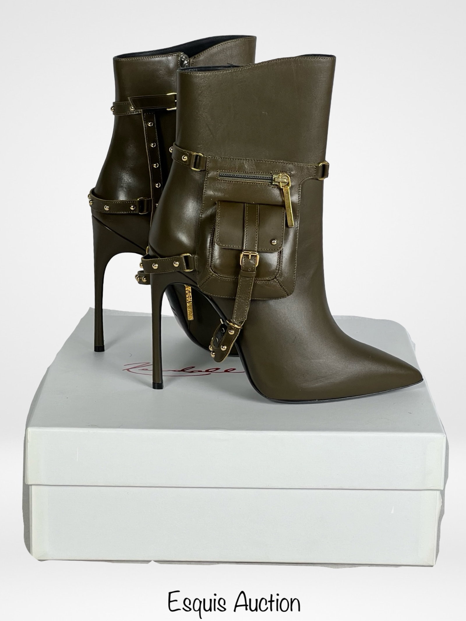 Kendall Miles Leather Stiletto Pout Boots- New 39: Kendall Miles Leather Stiletto Pout Boots. Size-39. New with box.