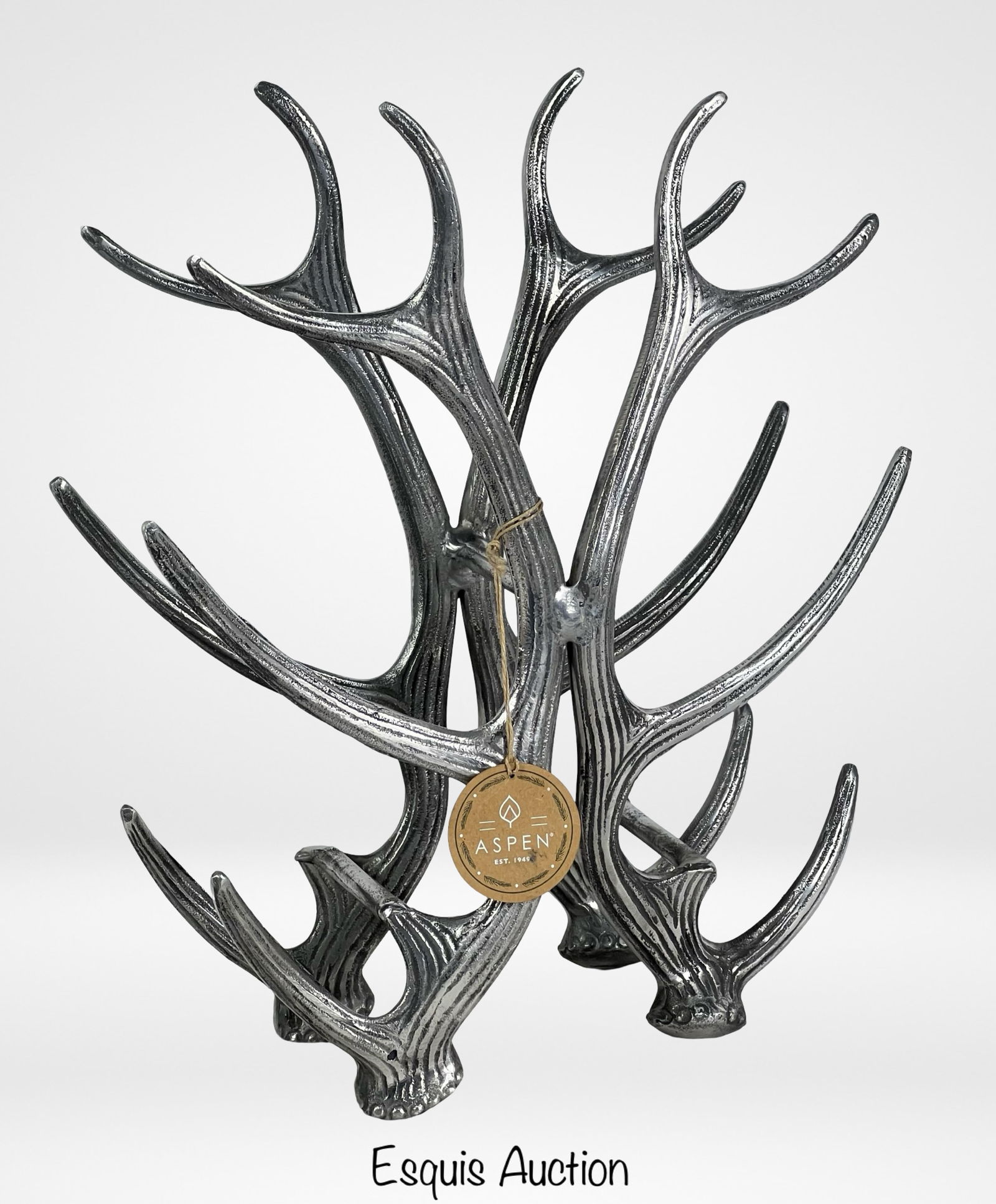 AspenDeer Antler Aluminum Wine Bottle Rack/ Holder: Aspen Deer Antler Stag Cast Aluminum 6 Bottle Countertop Wine Rack. 18" x 16" x 16". New with tag.
