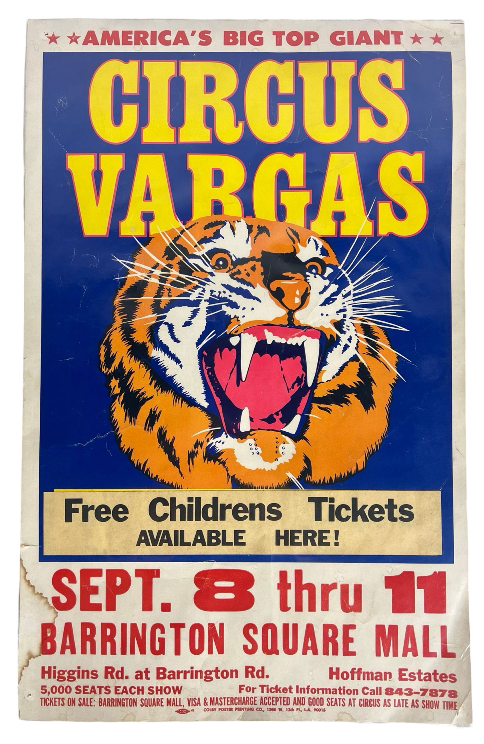 Original Vintage Circus Vargas Poster with Tiger (1 of 1)