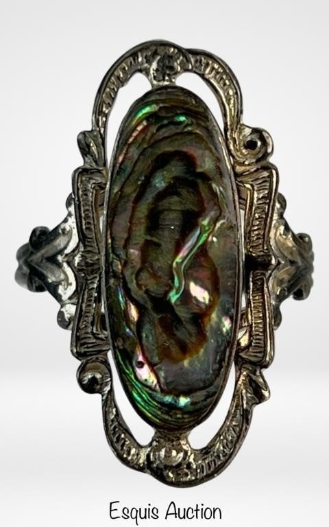 Native American Sterling Silver Abalone Shell Ring (1 of 4)