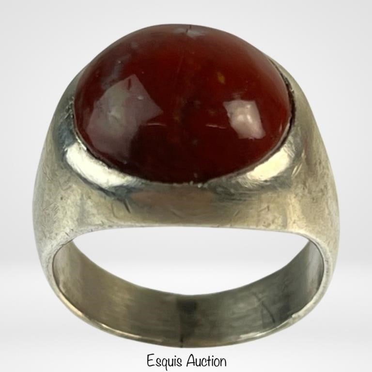 Cinnamon Hessonite Garnet Sterling Silver Ring: Cinnamon Hessonite Garnet Sterling Silver Ring. Size- 7