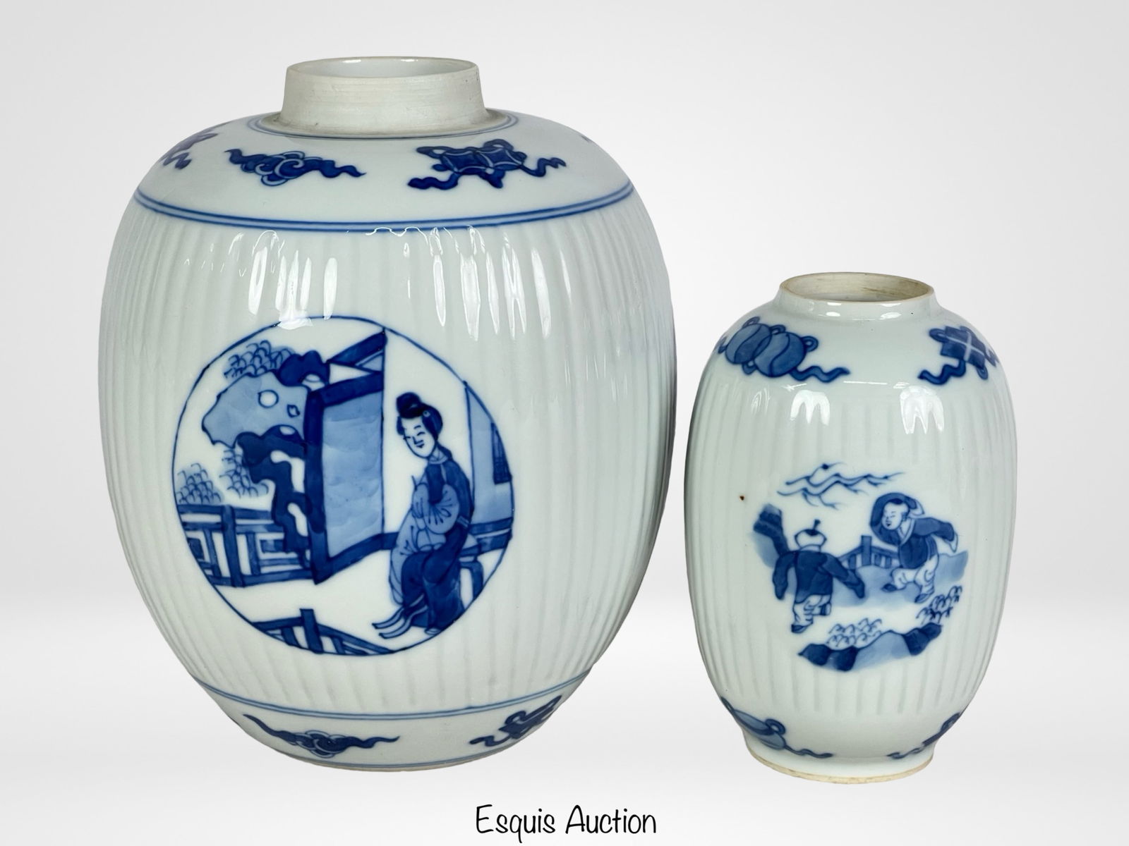 19th C. Chinese Kangxi Blue & White Jars (1 of 3)