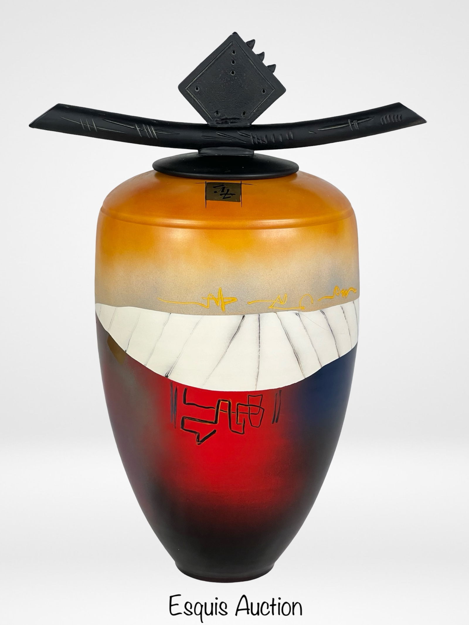 Modernist Art Pottery Asian Style Urn/ Vase (1 of 5)