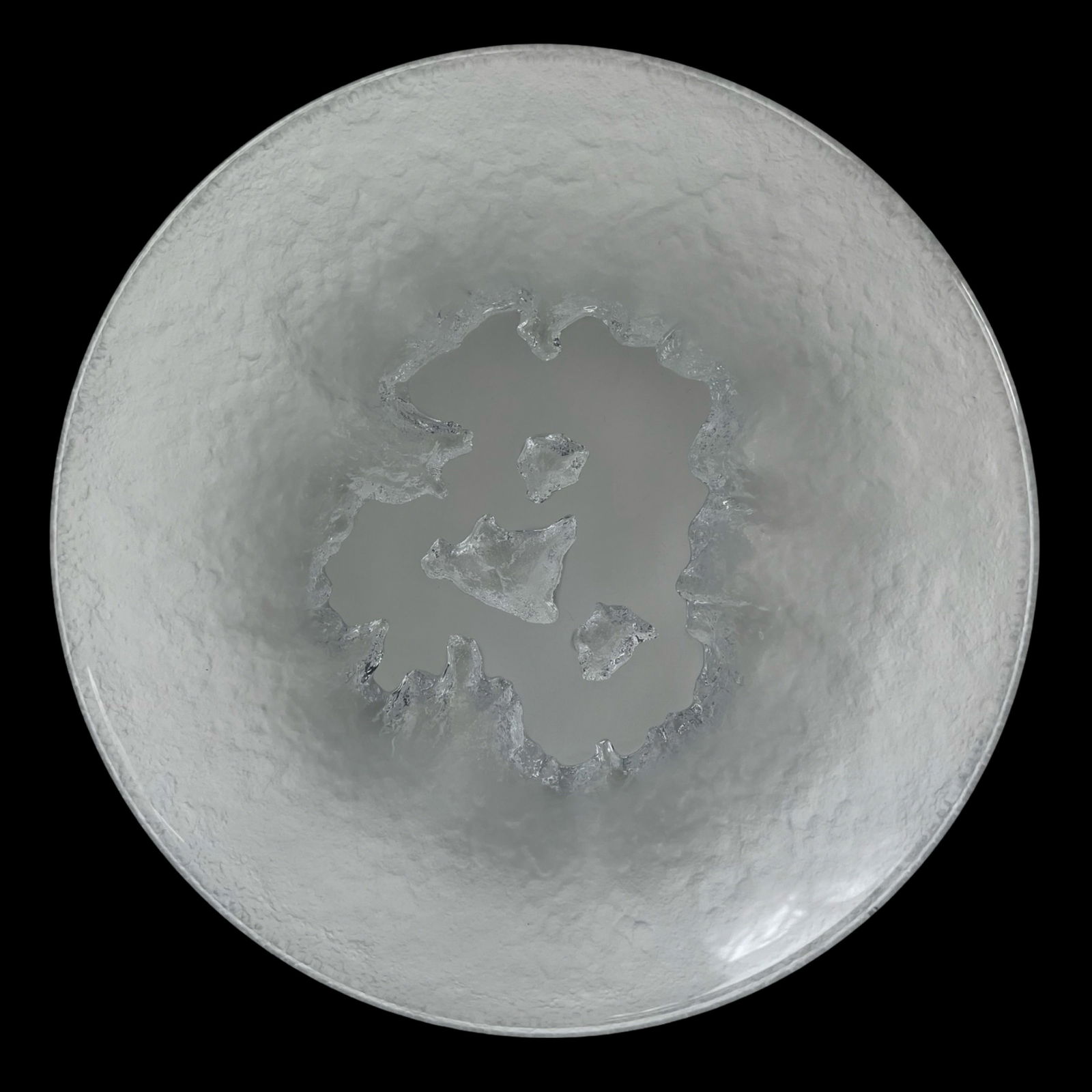 Hoya Crystal Art Glass Snowflake Plate- Funakoshi: Hoya Crystal Art Glass Snowflake Plate by S. Funakoshi. Signed at bottom. 12" in dia. Good Condition.