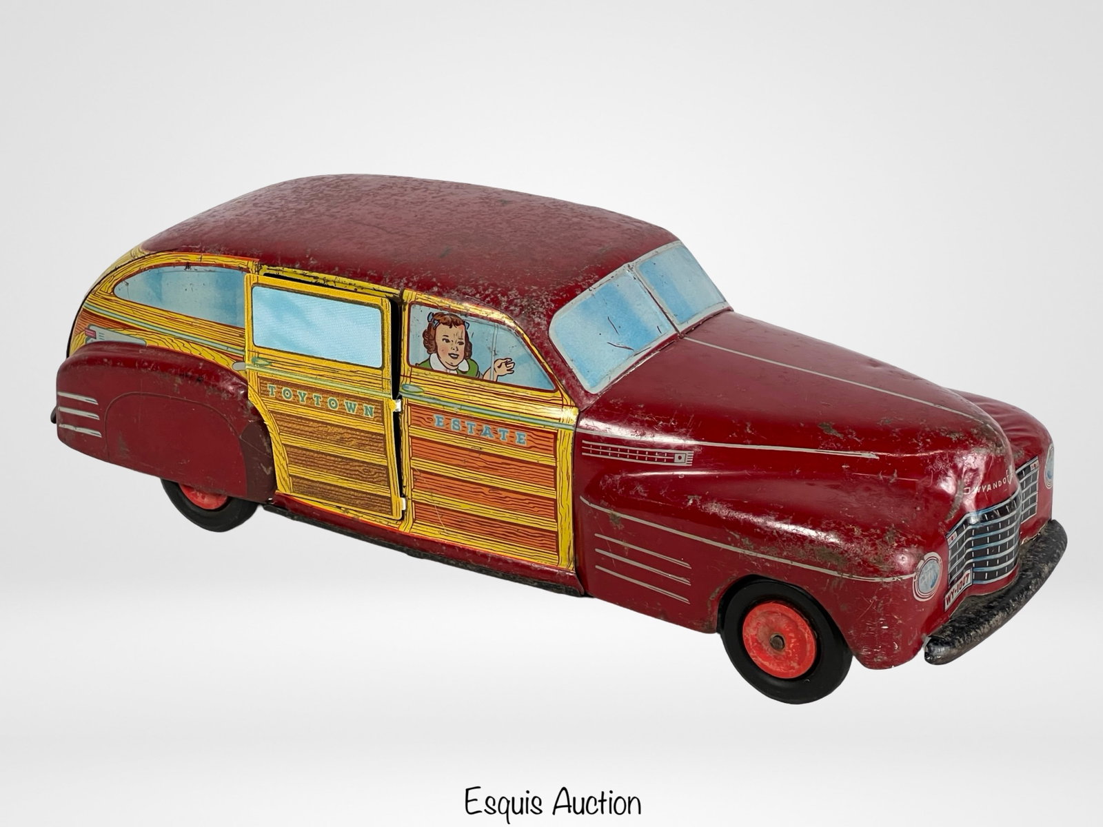 1940s Wyandotte Toytown Estate Pressed Steel Car: 1940s Wyandotte Woody Toytown Estate Pressed Steel Toy Car.