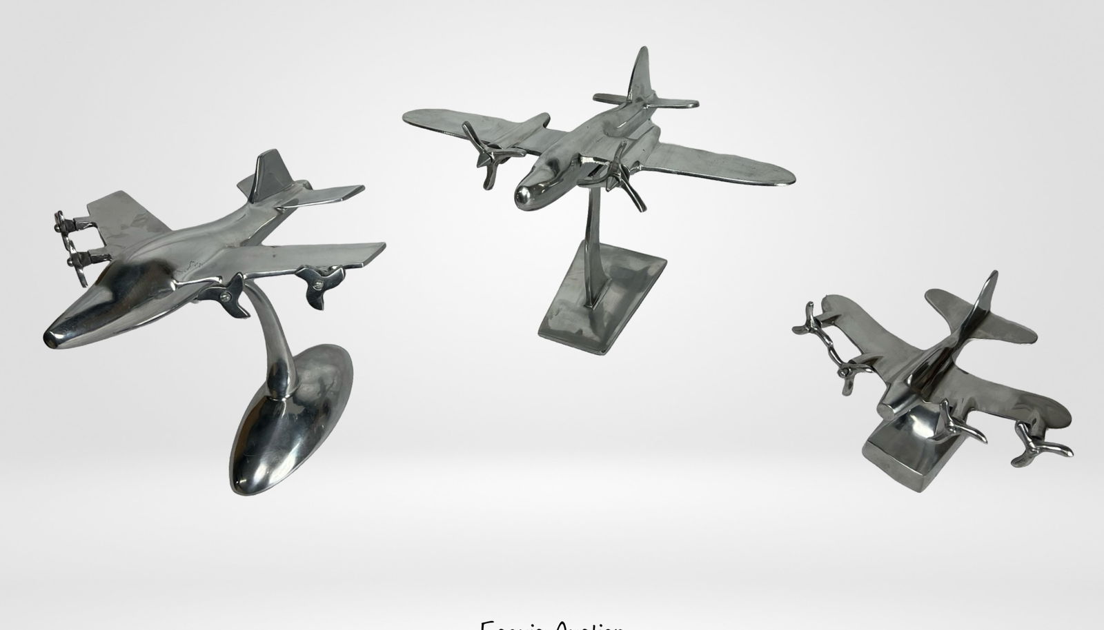 Vintage Cast Aluminum Chrome Airplane Sculptures (1 of 4)